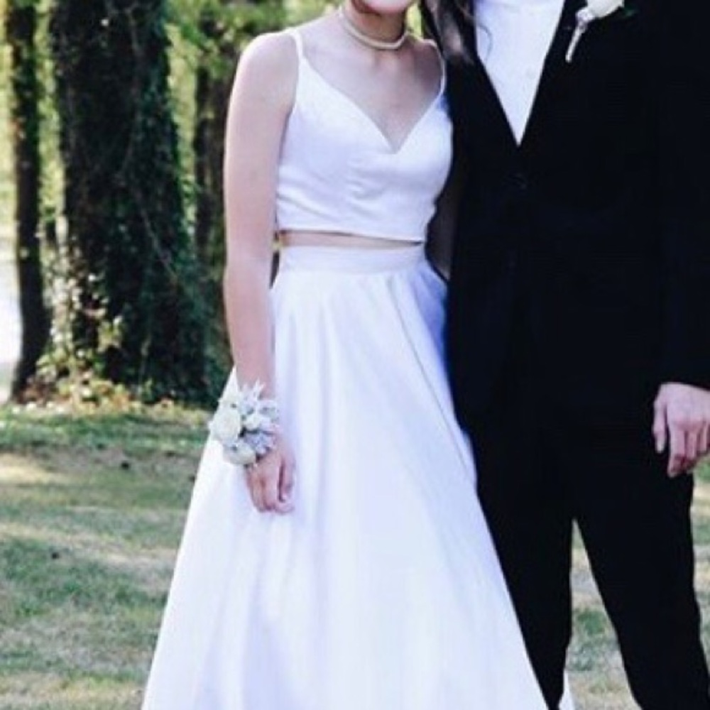 White two piece prom dress